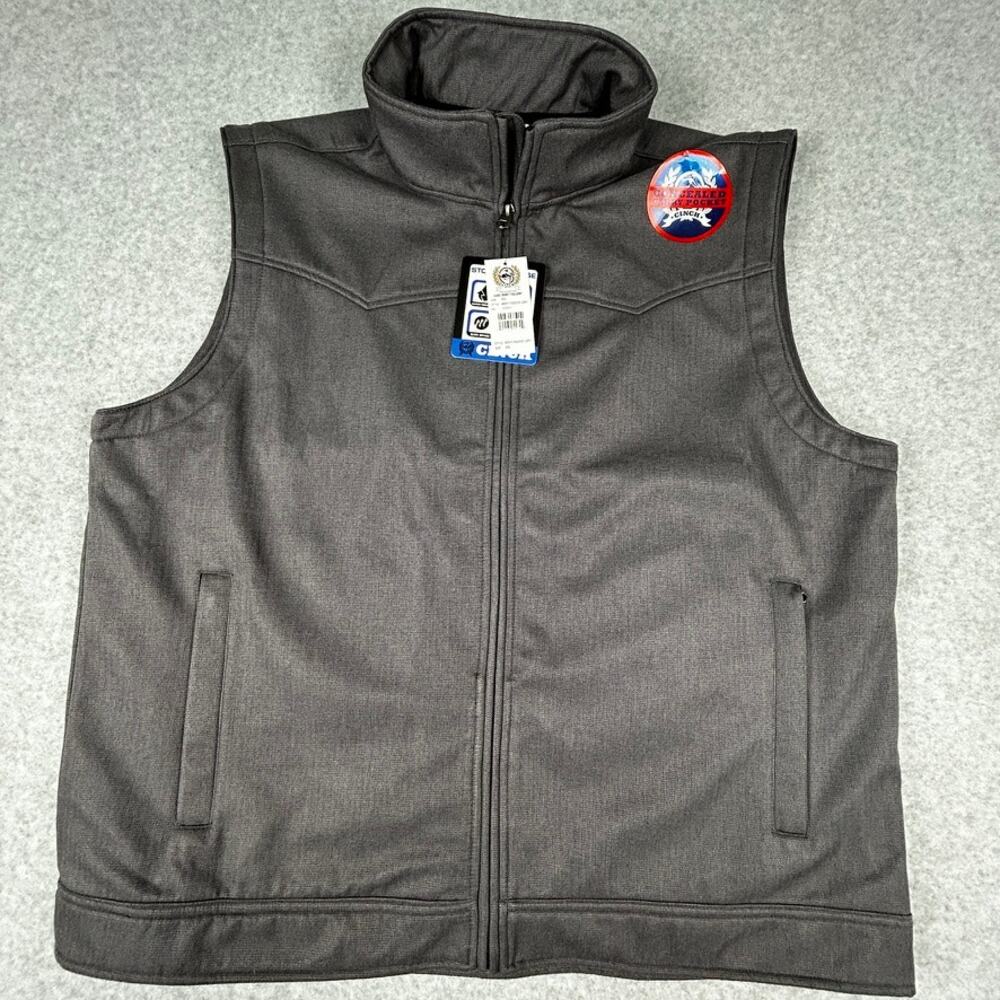 Cinch Western Vest Mens 2XL Concealed Carry Zip NEW Gray Softshell Lined Holster